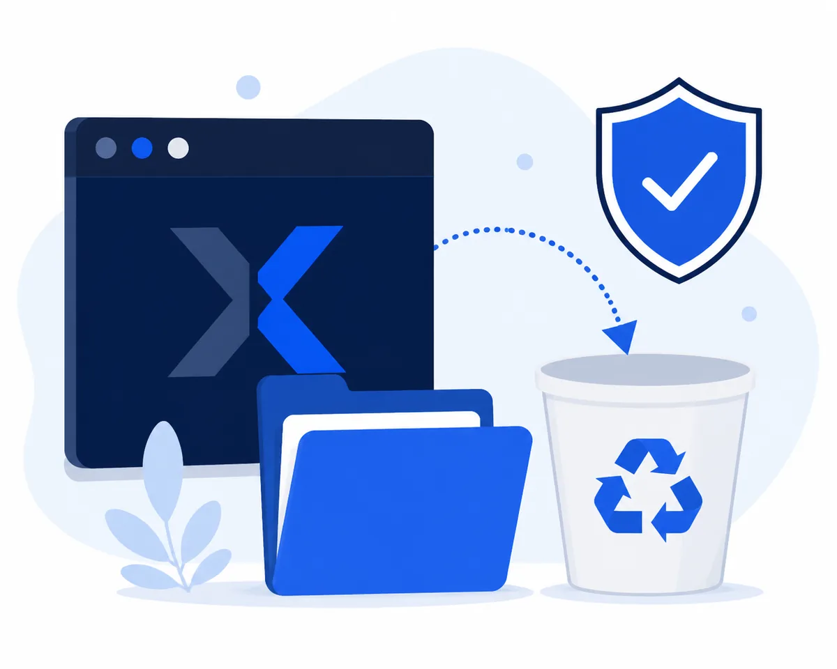 Editorial illustration of closing Xeno Executor and removing its dedicated folder